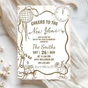 Invitación Doodle Manuscrito Feliz Año Nuevo