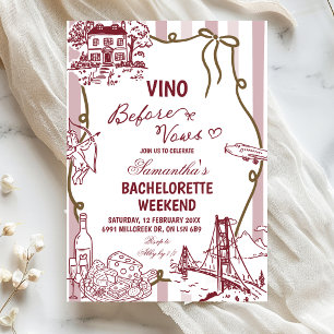 Invitación Doodle Manuscrito Vino Antes de los Votos Despedid