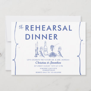 Invitación Doodle moderno Comida italiana Cena de ensayo