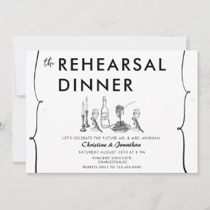 Invitación Doodle moderno   Comida italiana   Cena de ensayo