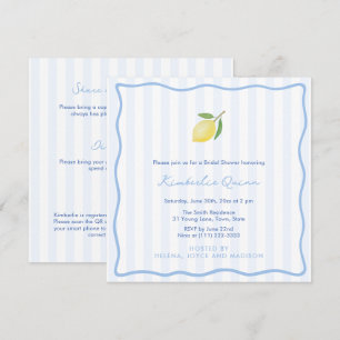 Invitación Doodle Moderno y Rayas de Limón para Despedida de