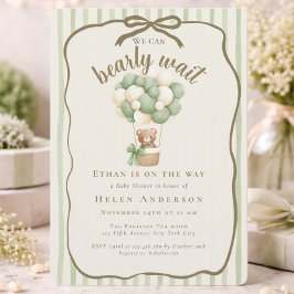 Invitación Doodle No Podemos Esperar Oso Verde Sage Bebé