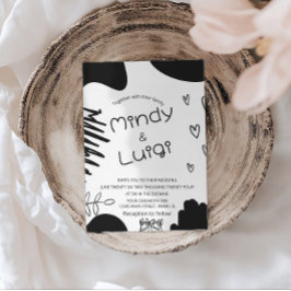 Invitación Doodle Organic Shapes Script Wedding