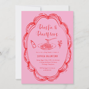 Invitación Doodle Pasta y Chupetes Baby Shower