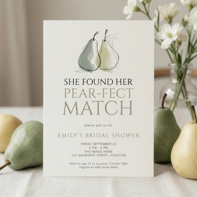 Invitación Doodle Pears Pear-fect Match Bridal Shower (Subido por el creador)