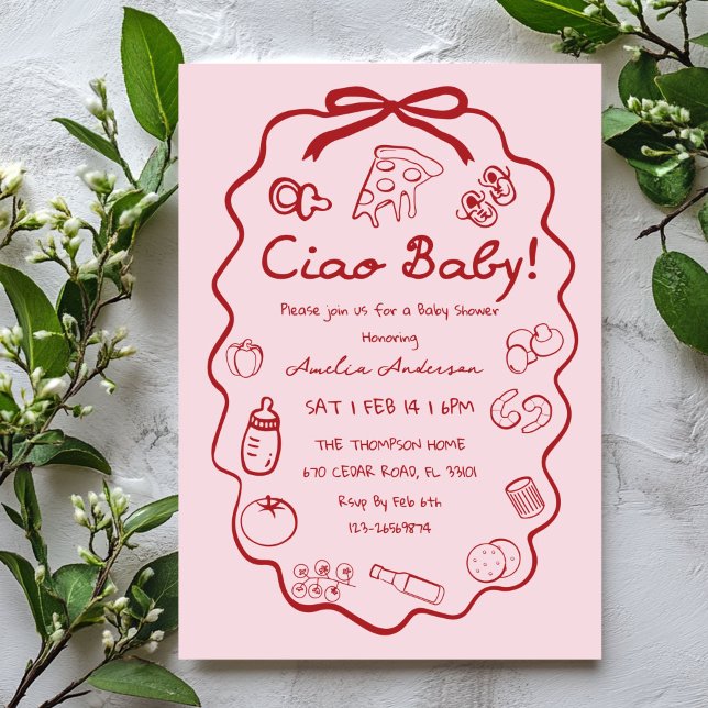 Invitación doodle Pizza Italian Ciao Baby Shower Invitation (Subido por el creador)