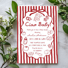 Invitación doodle Pizza Italian Ciao Baby Shower Invitation