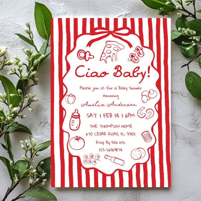 Invitación doodle Pizza Italian Ciao Baby Shower Invitation (Subido por el creador)