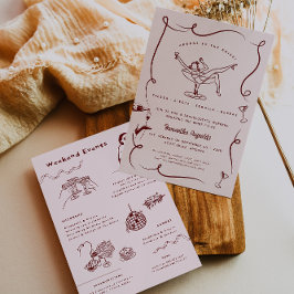Invitación Doodle retro caprichoso | Bachelorette Weekend
