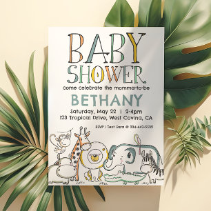 Invitación Doodle Safari Baby Shower