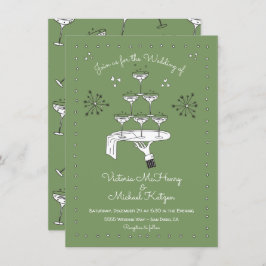 Invitación Doodle Sketch Funky Champagne Boda