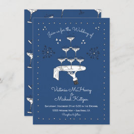 Invitación Doodle Sketch Funky Champagne Boda