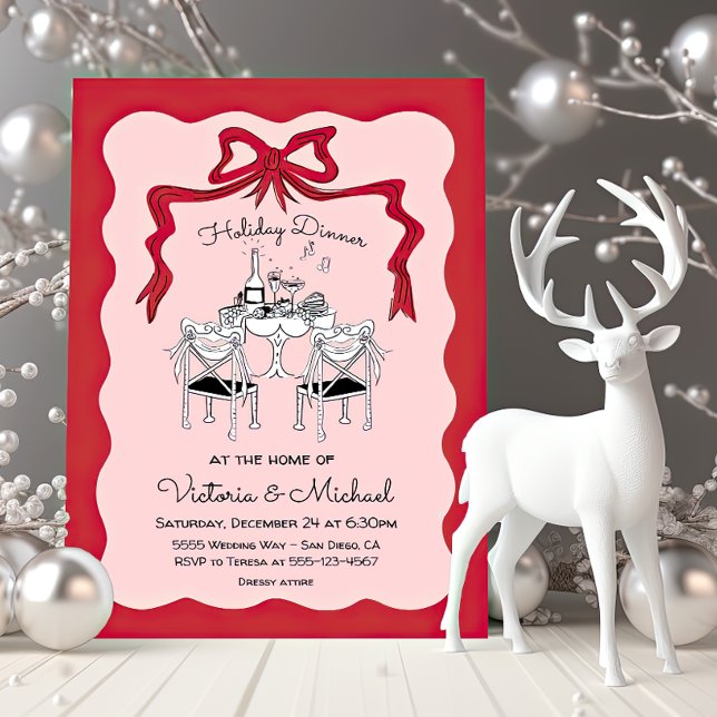 Invitación Doodle Sketch Holiday Dinner Bow (Subido por el creador)