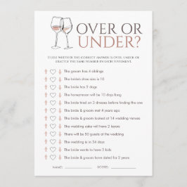 Invitación Doodle Wine Over or Under Bridal Shower Game Card