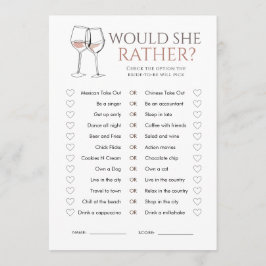 Invitación Doodle Wine Would She Rather Bridal Shower Game