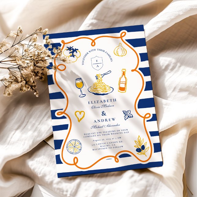 Invitación Doodles de Boda de comida italiana de la Marina (Subido por el creador)