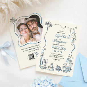 Invitación Doodles dibujados a mano fotografía Boda caprichos