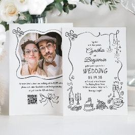 Invitación Doodles dibujados a mano fotografía Boda caprichos