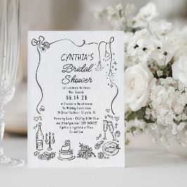 Invitación Doodles dibujados a mano Funky Whimsical Bridal Sh