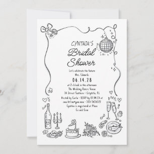 Invitación Doodles dibujados a mano Funky Whimsical Bridal Sh