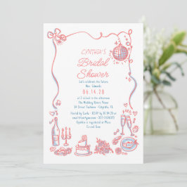 Invitación Doodles dibujados a mano Funky Whimsical Bridal Sh