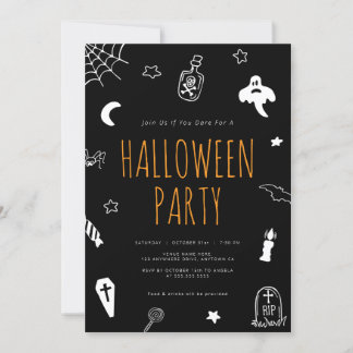 Invitación Doodles dibujados a mano para la fiesta de Hallowe