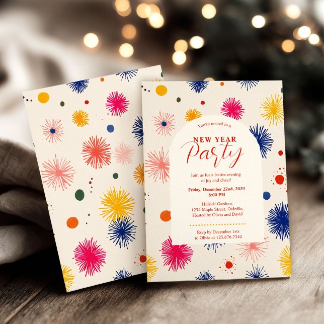 Invitación Doodles Resumen de Año Nuevo dibujado a mano Fiest (Subido por el creador)