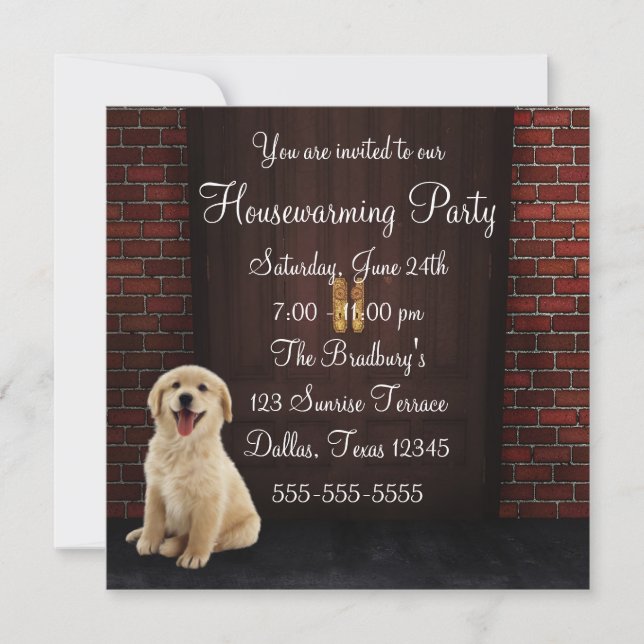 Invitación Doors Dog Ladrillo Muro Fiesta Calentador de la ca (Anverso)