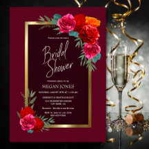 Dorada Border Burgundy Floral Bridal Shower