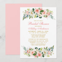 Invitación dorada con flores blancas rosadas P