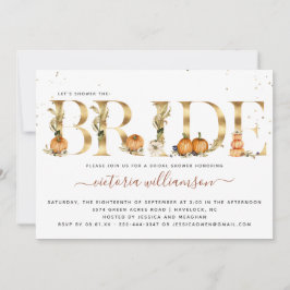Invitación Dorada de calabaza Elegante ducha de novias de oto