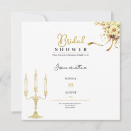 invitación dorada de lujo a la ducha de novia