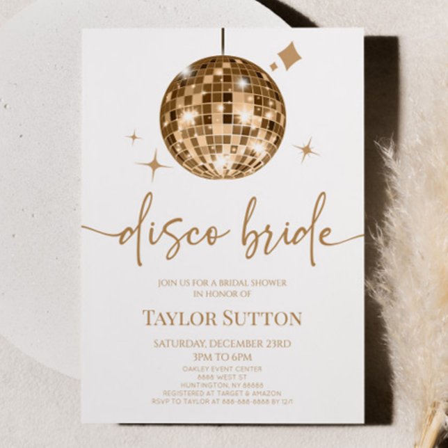 Invitación Dorada Disco Ball Disco Bridal Bridal Shower (Subido por el creador)