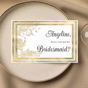 Invitación Dorada floral de oro blanco de lujo Bridesmaid