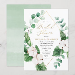 Invitación Dorada floral verde dorado elegante novia