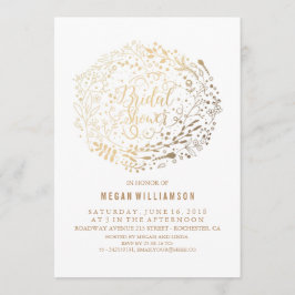 Invitación Dorada Floral Vintage White Bridal Shower