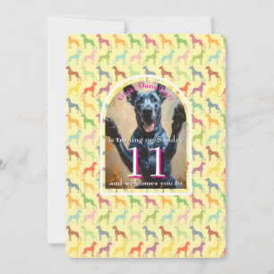 Invitación dorada negra de gran fiesta de perro