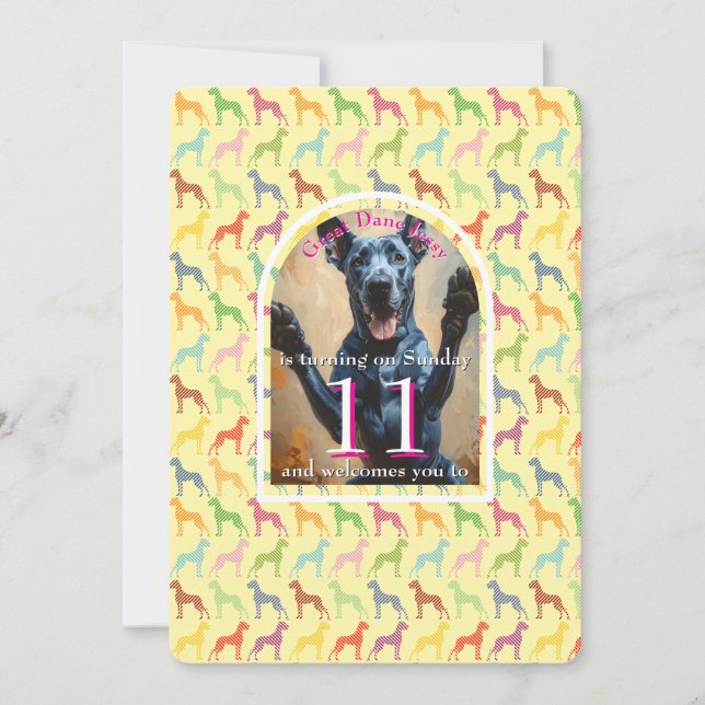 Invitación dorada negra de gran fiesta de perro (Anverso)