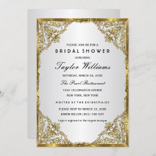 Invitación Dorada Pearl Vintage Glamour Bridal Shower