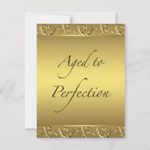 Invitación Dorada Swirl Aged a Perfection Birthday Party