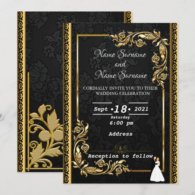 Invitación Dorado (Anverso / Reverso)
