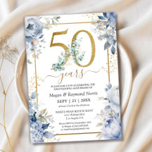 Dorado 50° Aniversario Boda Dusty Blue Floral