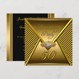 Invitación Dorado 50° Aniversario de la Elegante Boda de Oro