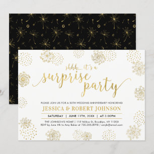 Invitación Dorado   50 Aniversario del Boda de la Sorpresa Mo