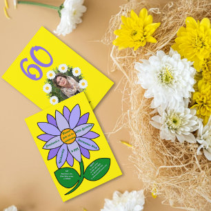 Invitación Dorado 60 cumpleaños Sencillo girasol morado