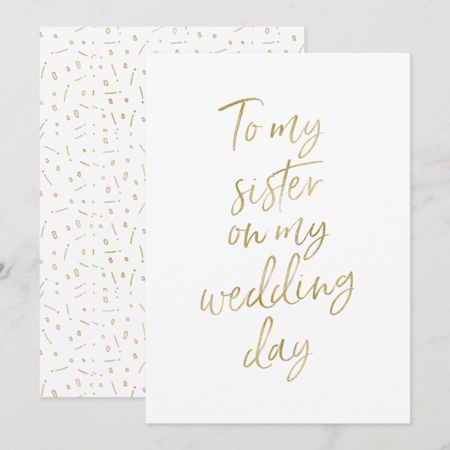 Invitación Dorado "A mi hermana en mi día de boda" (Anverso / Reverso)