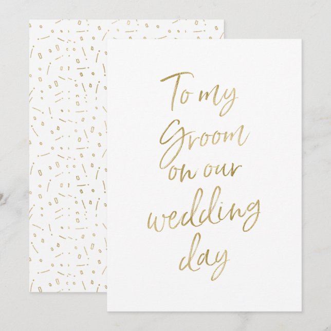 Invitación Dorado "A mi prometido en nuestro día de boda" (Anverso / Reverso)