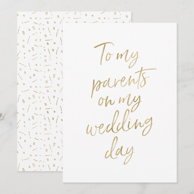 Invitación Dorado "A mis padres el día de mi boda" (Anverso / Reverso)