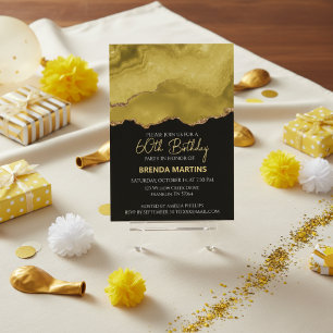 Invitación Dorado Amarillo Dorado Brillo Acuarela