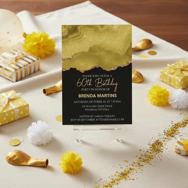 Invitación Dorado Amarillo Dorado Brillo Acuarela (Subido por el creador)